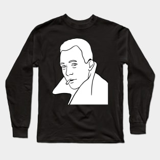 Albert Camus Minimal White Portrait Long Sleeve T-Shirt